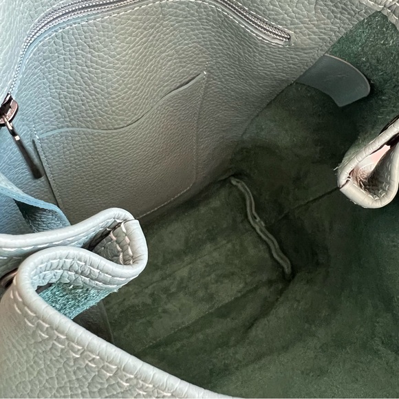 Longchamp Roseau Essential Grained Leather Sage Green Cuir Shoulder Tote Bag - Picture 7 of 9